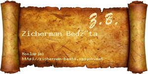 Zicherman Beáta névjegykártya